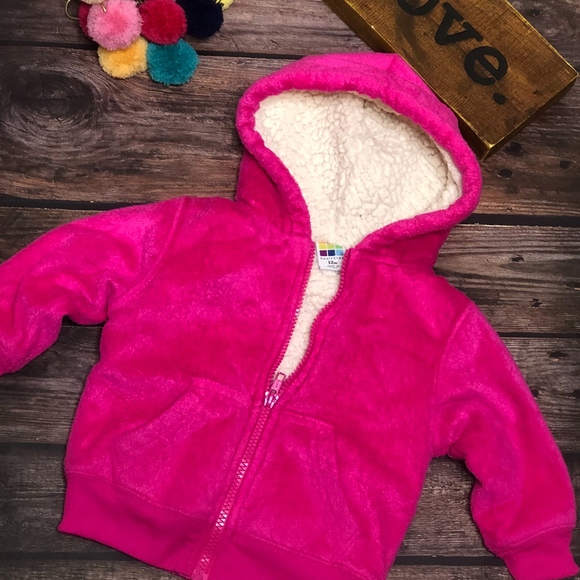 pink fluffy hooded jacket